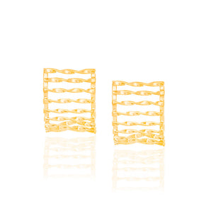 TWISTED RECTANGULAR EARRINGS GOLD PLATED