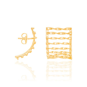TWISTED RECTANGULAR EARRINGS GOLD PLATED