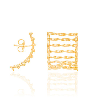 TWISTED RECTANGULAR EARRINGS GOLD PLATED