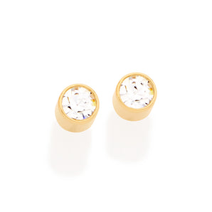 GOLD PLATED SOLITAIRE EARRINGS WITH CRYSTALS