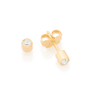GOLD PLATED SOLITAIRE EARRINGS WITH CRYSTALS
