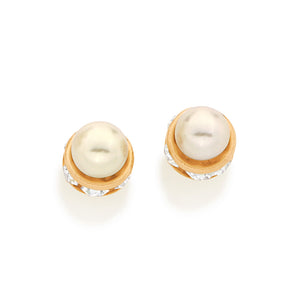 GOLD EARRING WITH PEARL AND CRYSTAL