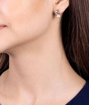GOLD PLATED EARRING WITH PEARL AND CRYSTAL