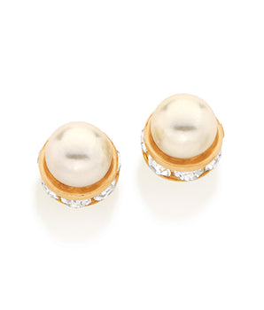 GOLD EARRING WITH PEARL AND CRYSTAL