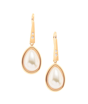 GOLD EARRING WITH PEARL AND CRYSTAL