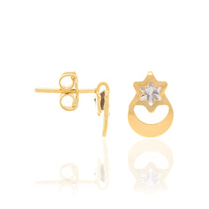 GOLD KID'S EARRING WITH CRYSTAL