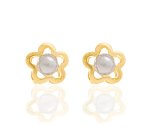 GOLD KID'S EARRING WITH PEARL