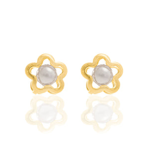 GOLD KID'S EARRING WITH PEARL