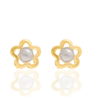 GOLD KID'S EARRING WITH PEARL