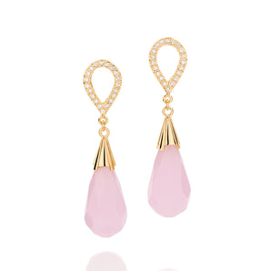 GOLD EARRING WITH ZIRCONIA AND STONE