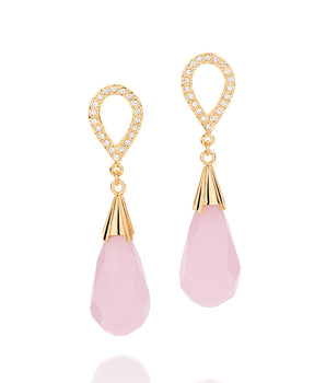 GOLD EARRING WITH ZIRCONIA AND STONE