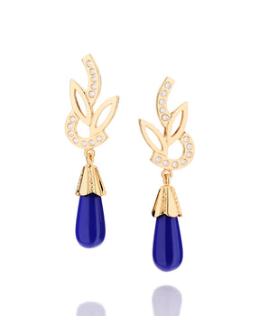 GOLD EARRING WITH ZIRCONIA AND STONE