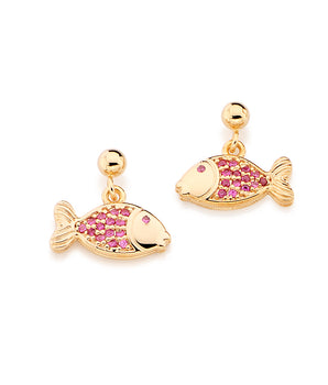 GOLD KID'S EARRING WITH ZIRCONIA