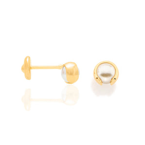 GOLD KID'S EARRING WITH PEARL