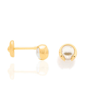 GOLD KID'S EARRING WITH PEARL