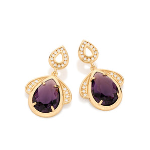 GOLD EARRING WITH CRYSTAL AND ZIRCONIA