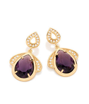 GOLD EARRING WITH CRYSTAL AND ZIRCONIA