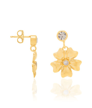 GOLD EARRING WITH CRYSTAL AND ZIRCONIA