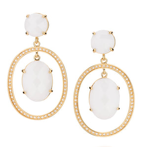 GOLD EARRING WITH ZIRCONIA AND STONE