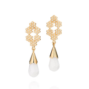 GOLD EARRING WITH ZIRCONIA AND STONE