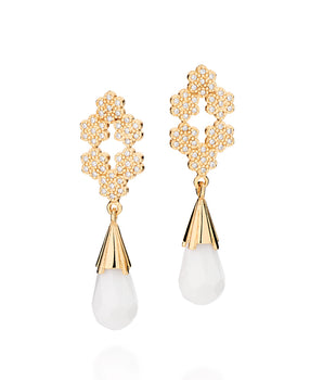 GOLD EARRING WITH ZIRCONIA AND STONE