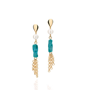 GOLD EARRING WITH PEARL AND STONE