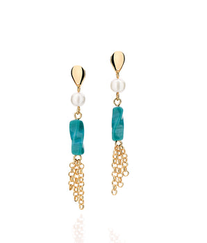 GOLD EARRING WITH PEARL AND STONE