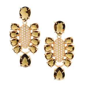 GOLD EARRING WITH CRYSTAL AND ZIRCONIA
