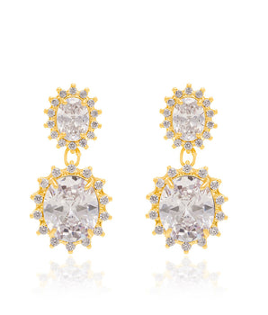 GOLD EARRING WITH CRYSTAL AND ZIRCONIA