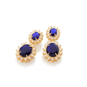 GOLD EARRING WITH CRYSTAL AND ZIRCONIA