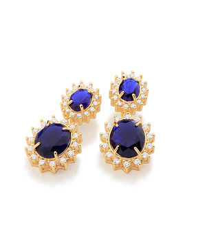 GOLD EARRING WITH CRYSTAL AND ZIRCONIA