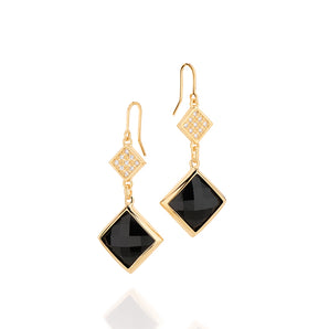 GOLD EARRING WITH ZIRCONIA AND STONE