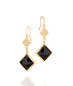 GOLD EARRING WITH ZIRCONIA AND STONE