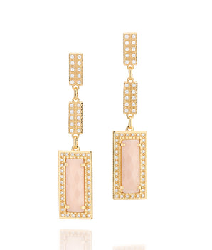 GOLD EARRING WITH ZIRCONIA AND STONE