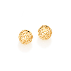 GOLD  EARRING  BALL   8 MM