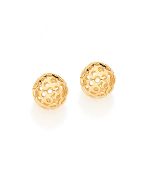 GOLD  EARRING  BALL   8 MM