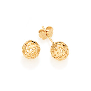 GOLD  EARRING  BALL   8 MM