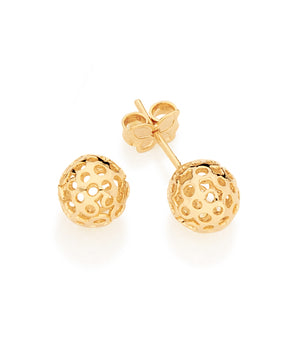 GOLD  EARRING  BALL   8 MM