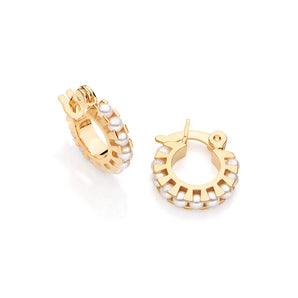 GOLD KID'S PEARL HUGGIE EARRINGS