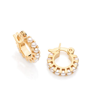 GOLD KID'S PEARL HUGGIE EARRINGS