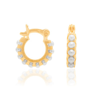 GOLD KID'S PEARL HUGGIE EARRINGS
