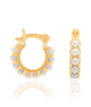 GOLD KID'S PEARL HUGGIE EARRINGS