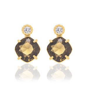 GOLD EARRING WITH CRYSTAL AND ZIRCONIA