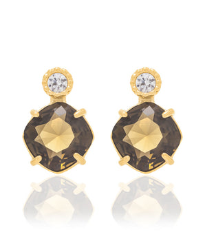 GOLD EARRING WITH CRYSTAL AND ZIRCONIA