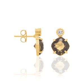 GOLD EARRING WITH CRYSTAL AND ZIRCONIA