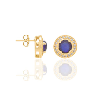 GOLD EARRING WITH CRYSTAL AND ZIRCONIA