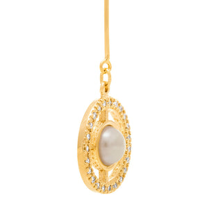 GOLD EARRING WITH PEARL AND ZIRCONIA