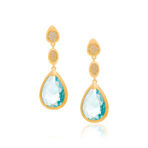GOLD EARRING WITH CRYSTAL AND ZIRCONIA