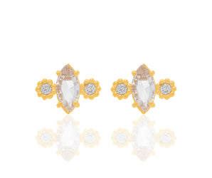 GOLD EARRING WITH CRYSTAL AND ZIRCONIA