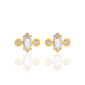 GOLD EARRING WITH CRYSTAL AND ZIRCONIA